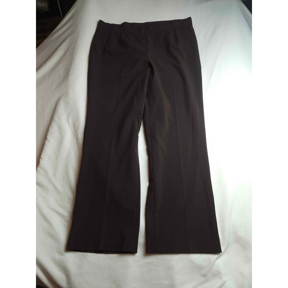 Kim Rogers Womens Size 12 Dark Brown Pull On Wide Leg Stretch Dress Pants